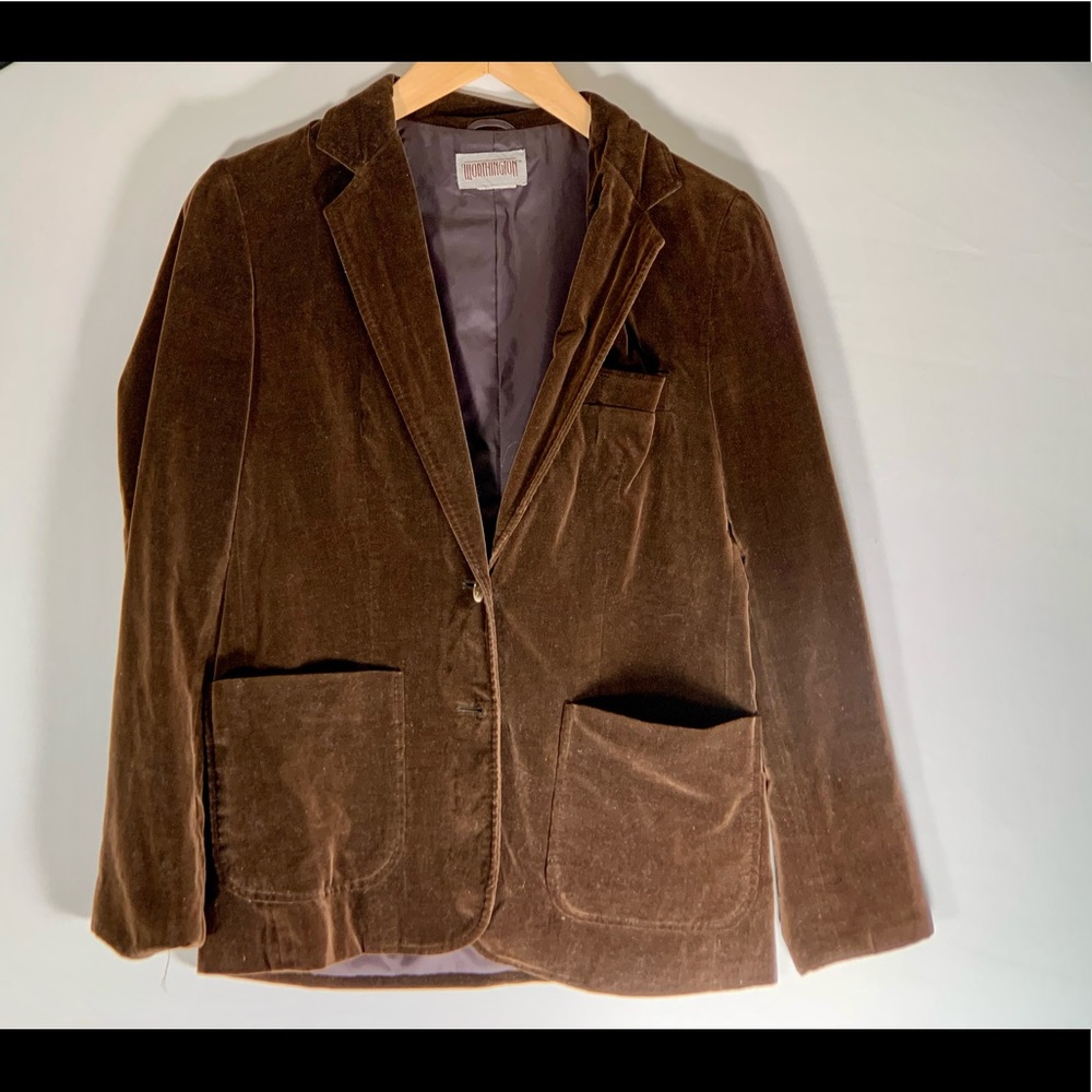 Worthington custom tailored brown velvet blazer jacket